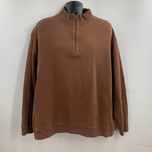 Pendleton Men's Ribbed 1/4 Zip Cotton Mock Neck Long Sleeve Pullover Size XL - Picture 1 of 10